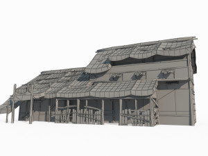East Asian ancient architecture wooden houses Model 3D