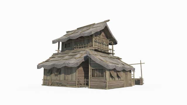 East Asian ancient architecture canvas houses Modelo 3D .c4d .max .obj .3ds .fbx .stl .blend 