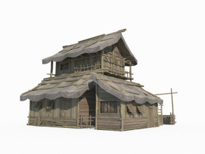 East Asian ancient architecture canvas houses 3D Model