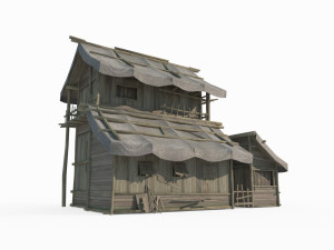 East Asian ancient architecture canvas houses Modelo 3D