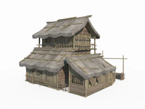 East Asian ancient architecture canvas houses 3D Model