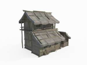 East Asian ancient architecture canvas houses Modelo 3D