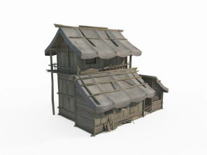 East Asian ancient architecture canvas houses 3D Model