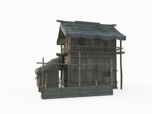 East Asian ancient architecture canvas houses Modelo 3D