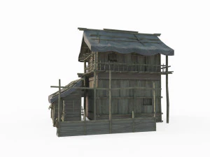 East Asian ancient architecture canvas houses 3D Model