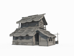East Asian ancient architecture canvas houses Modelo 3D