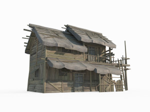 East Asian ancient architecture canvas houses Modelo 3D