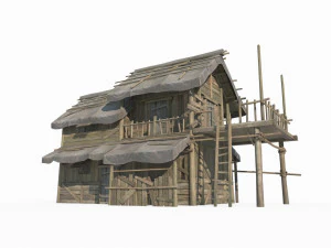 East Asian ancient architecture canvas houses 3D Model