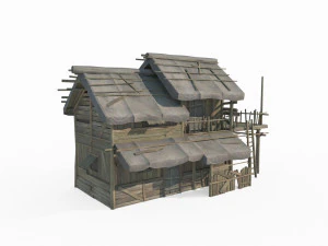 East Asian ancient architecture canvas houses 3D Model