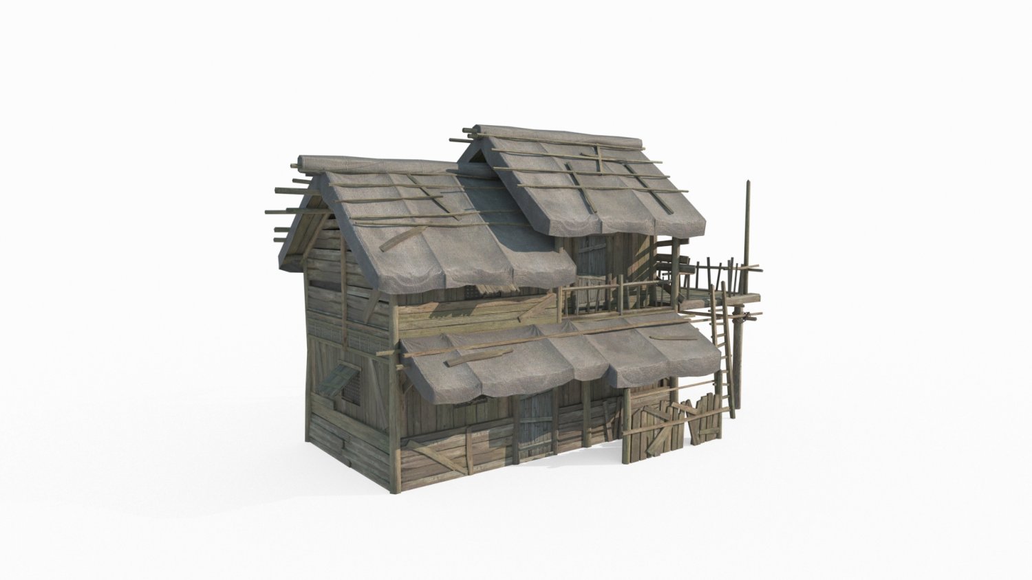 East Asian Ancient Architecture Canvas Houses 3D Модель In Здания.
