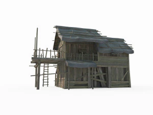 East Asian ancient architecture canvas houses 3D Model