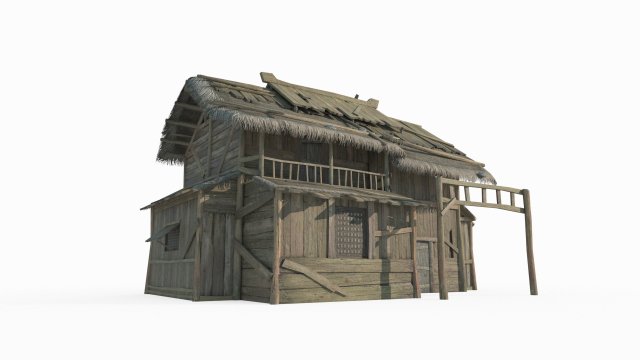 Asian Ancient Architecture Fisherman s House 3D Model .c4d .max .obj .3ds .fbx .stl .blend 