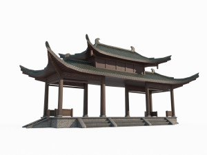Asian Ancient Architecture Portico 3D Model