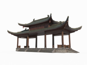 Asian Ancient Architecture Portico 3Dモデル