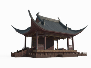 Asian Ancient Architecture Stage 3D Model