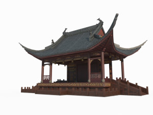 Asian Ancient Architecture Stage 3D Model