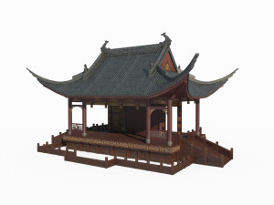 Asian Ancient Architecture Stage 3D Model