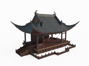 Asian Ancient Architecture Stage 3D Model