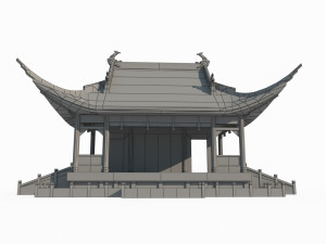 Asian Ancient Architecture Stage 3D Model
