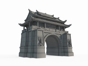 East Asian Ancient Architecture Level 3D Model