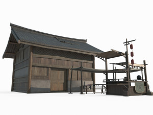 East Asian Ancient Architecture Tea Stall 3Dモデル