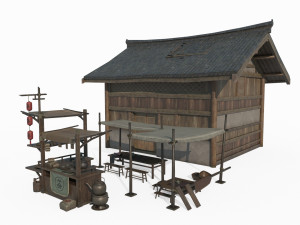 East Asian Ancient Architecture Tea Stall 3D 模型