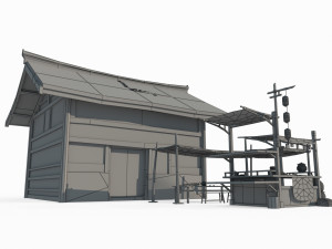 East Asian Ancient Architecture Tea Stall 3D 模型