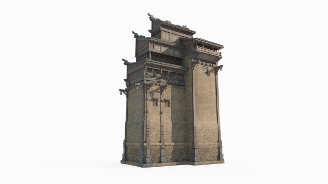 East Asian Ancient Architecture Defense Building 3D मॉडल .c4d .max .obj .3ds .fbx .stl .blend 