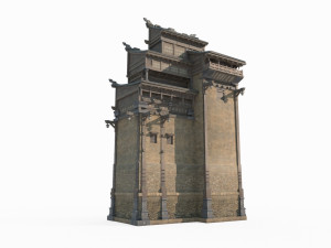 East Asian Ancient Architecture Defense Building 3D मॉडल