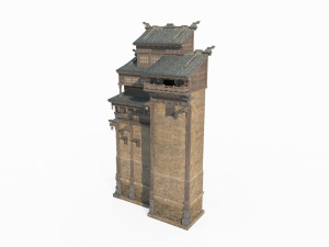 East Asian Ancient Architecture Defense Building 3D मॉडल