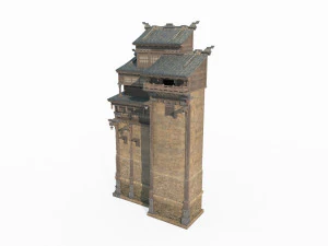 Edif&iacute;cio de defesa de arquitetura antiga do Leste Asi&aacute;tico Modelo 3D