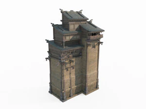 Edif&iacute;cio de defesa de arquitetura antiga do Leste Asi&aacute;tico Modelo 3D