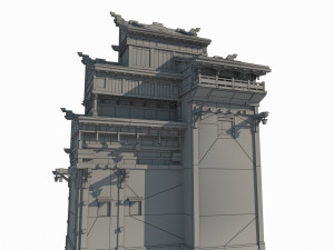East Asian Ancient Architecture Defense Building 3D मॉडल