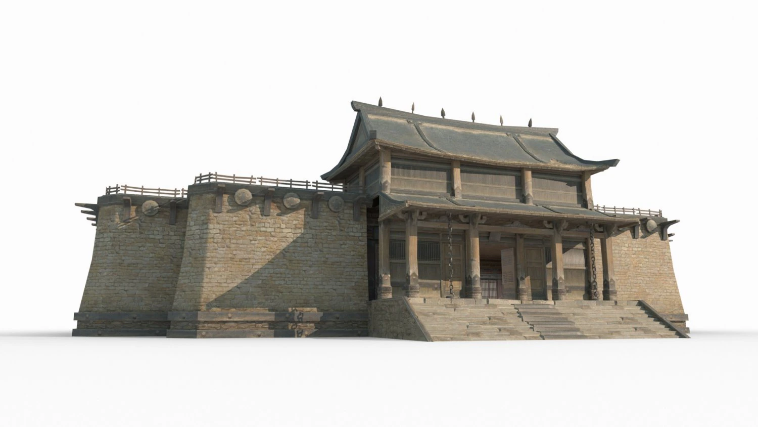East Asian ancient architecture Gobi houses 3D Model .c4d .max .obj .3ds .fbx .stl .blend 