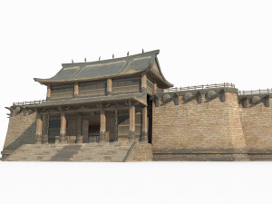 East Asian ancient architecture Gobi houses 3D Model
