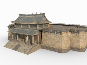 East Asian ancient architecture Gobi houses 3D Model