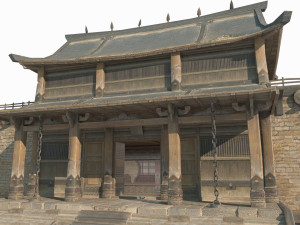 East Asian ancient architecture Gobi houses 3D Model