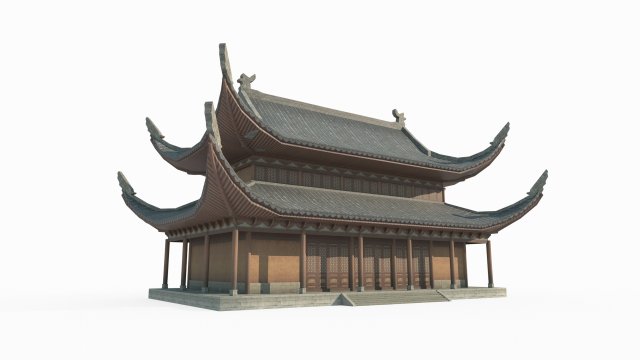 East Asian Ancient Architecture Zen House Modelo 3D .c4d .max .obj .3ds .fbx .stl .blend 