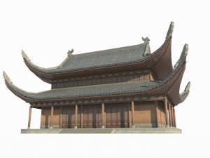 East Asian Ancient Architecture Zen House Modelo 3D