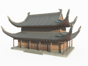 East Asian Ancient Architecture Zen House Modelo 3D