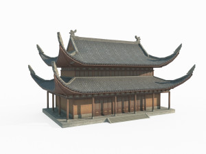 East Asian Ancient Architecture Zen House Modelo 3D