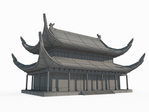 East Asian Ancient Architecture Zen House Modelo 3D
