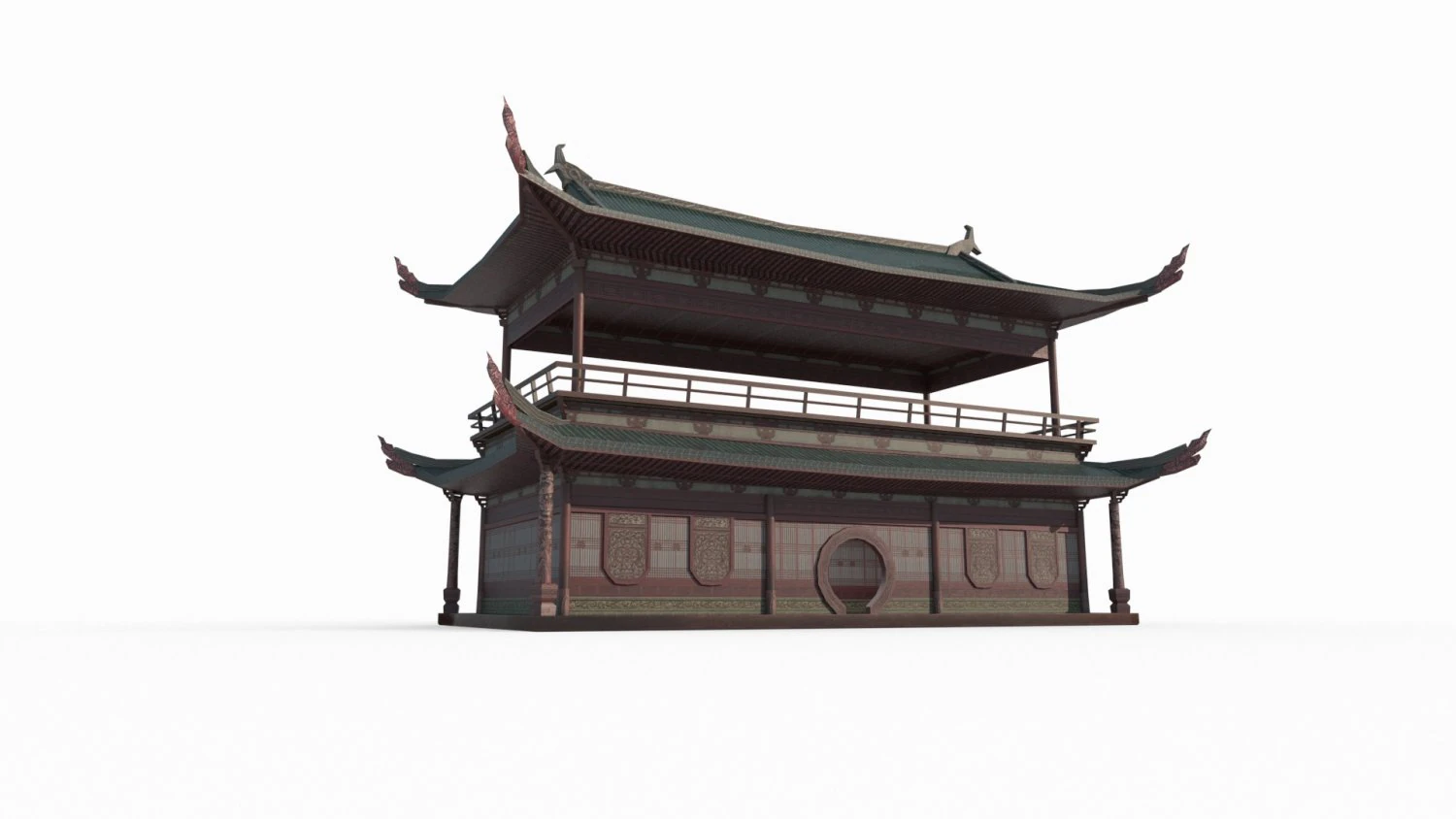 East Asian Ancient Architecture Theater 3D Model .c4d .max .obj .3ds .fbx .stl .blend 