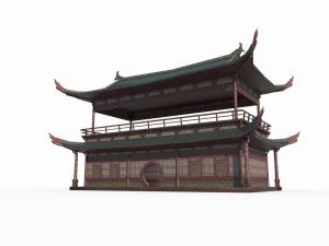East Asian Ancient Architecture Theater 3D Model
