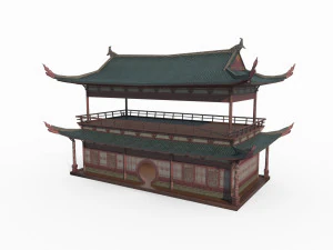 East Asian Ancient Architecture Theater 3D Model