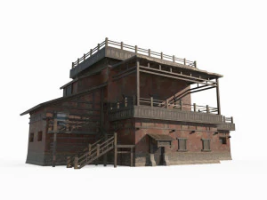 Antiche case nella regione del Gobi, nell'Asia orientale Modello 3D