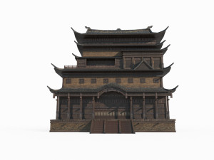 East Asian Ancient Architecture Border Penthouse 3D 모델