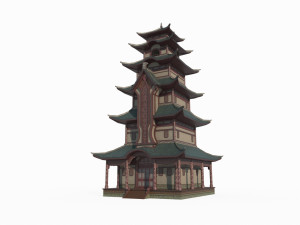 East Asian ancient architecture tower 3D Модель