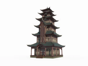 East Asian ancient architecture tower 3D Model