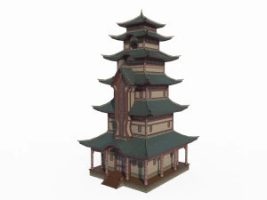 East Asian ancient architecture tower 3D Model